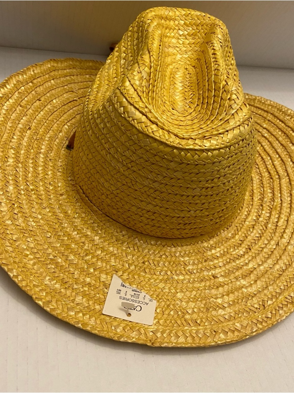 Cato Arlin Straw Yellow Cowgirl Hat With Adjustable Chin Strap. - Picture 2 of 6